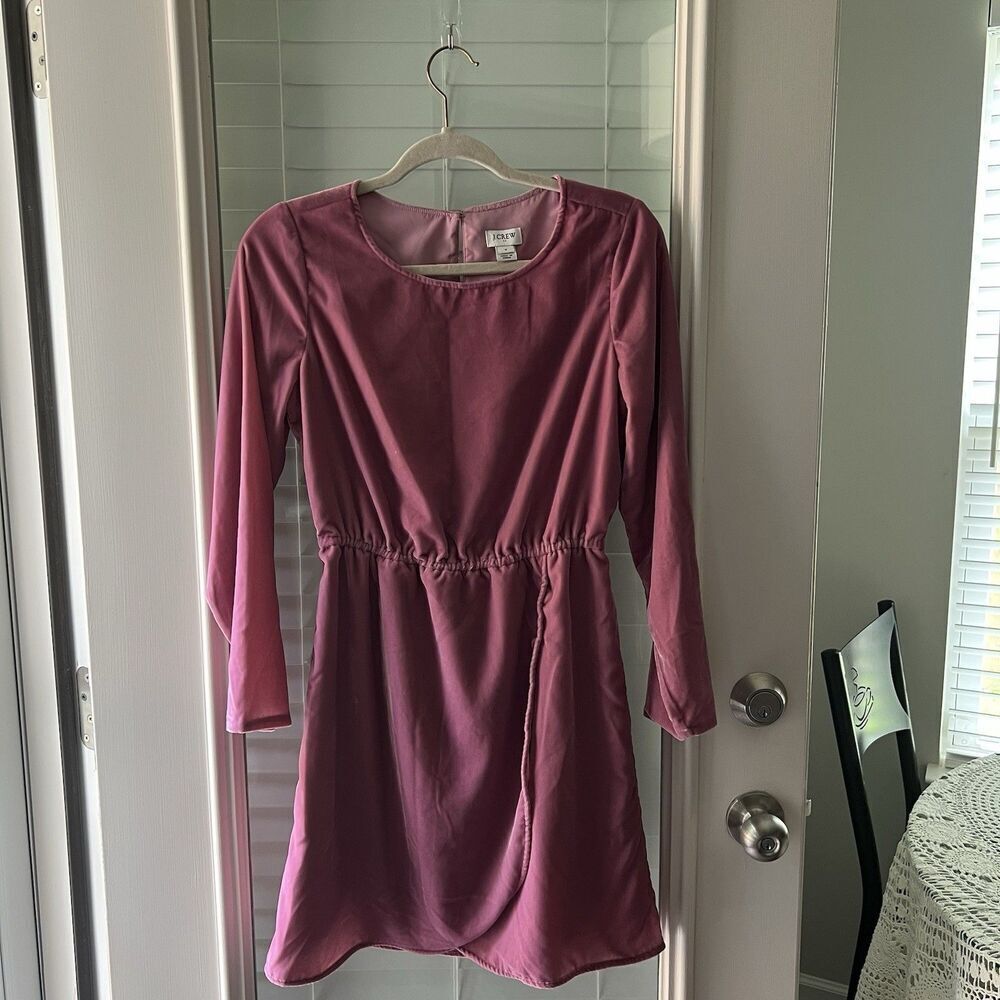 J Crew Velvet Dress Sz 2 Tulip Hem Faux Wrap